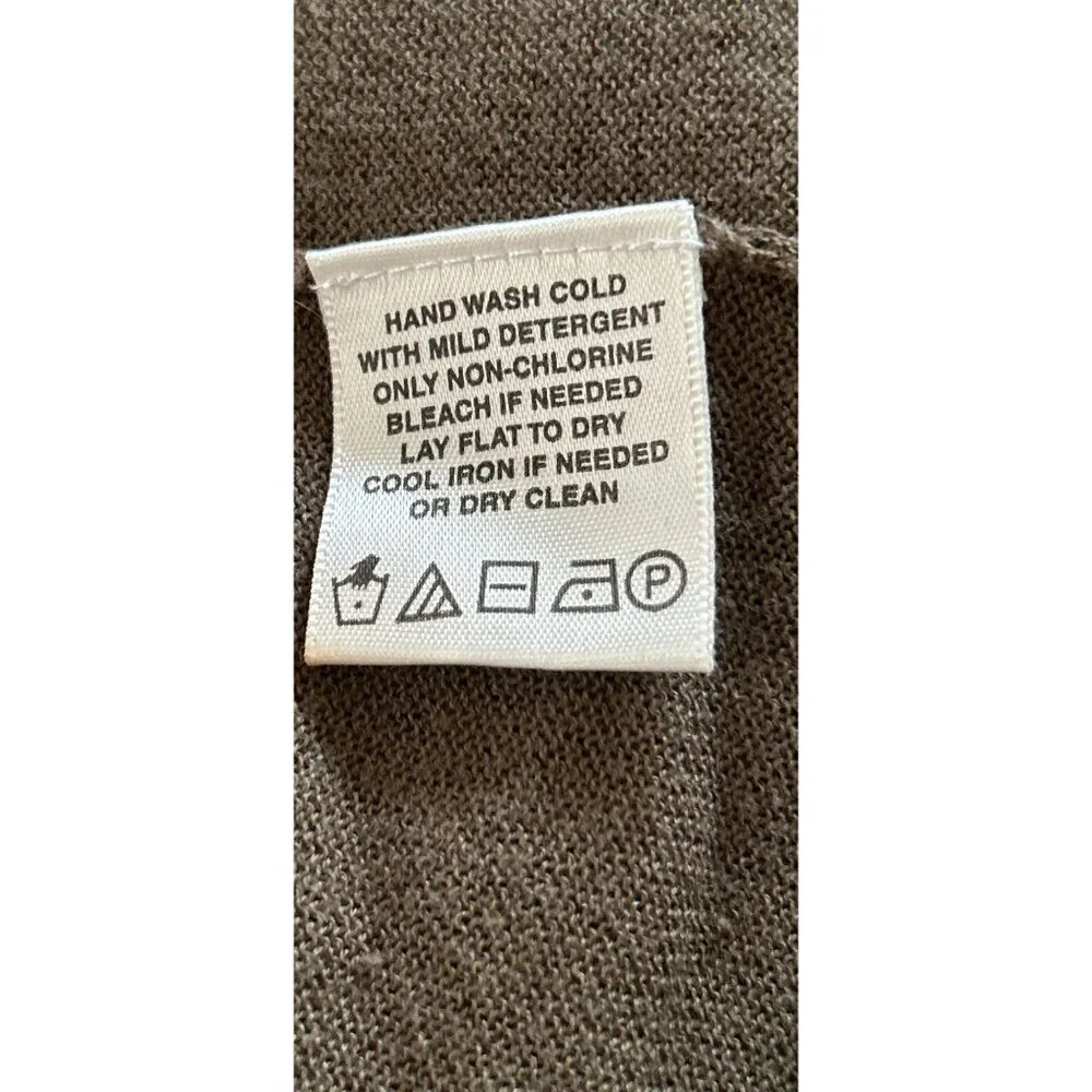 LORD & TAYLOR Cardigan Cotton Knitted Fronts Tied Open Fronts High-Low Beige Siz